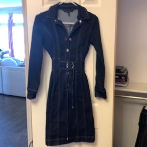 White House black market long sleeve denim dress